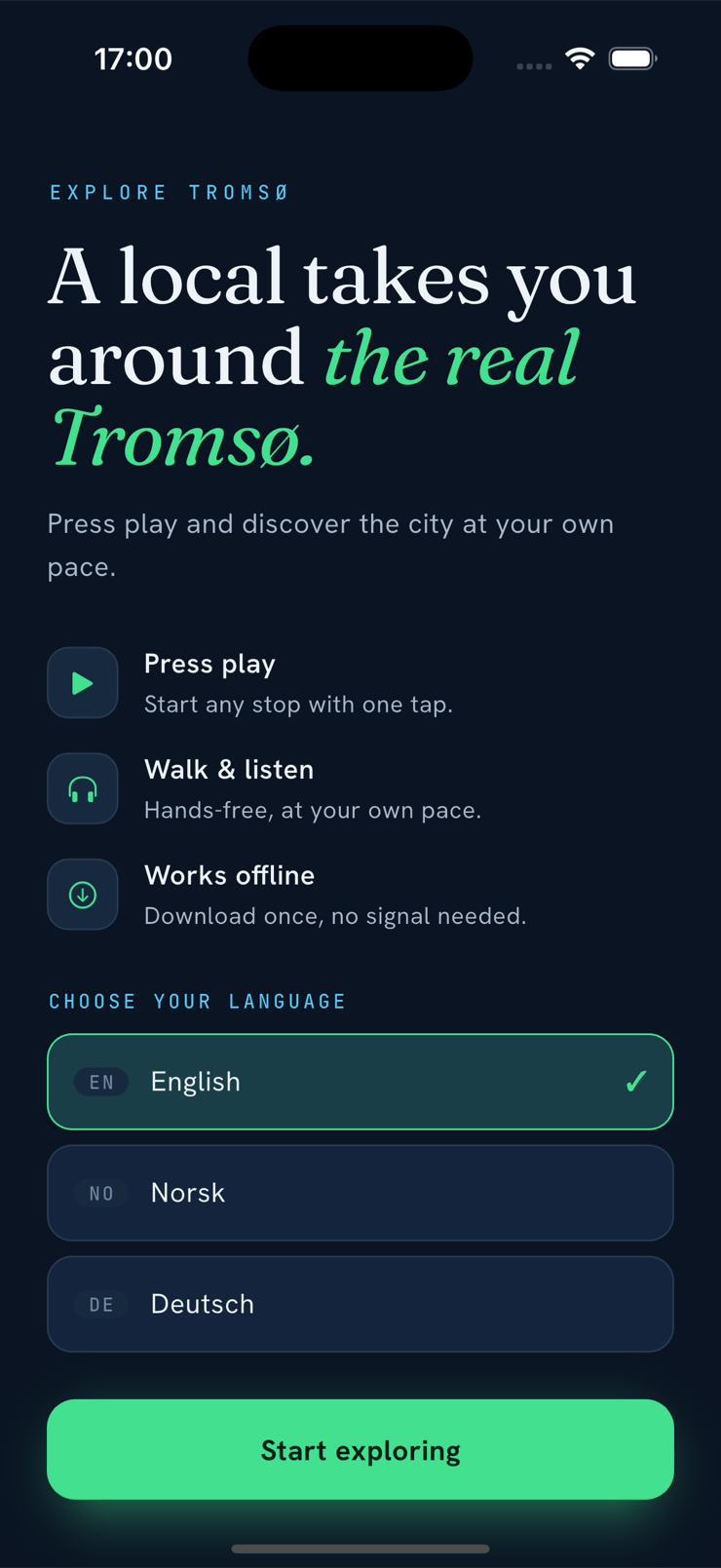 Onboarding — choose your language